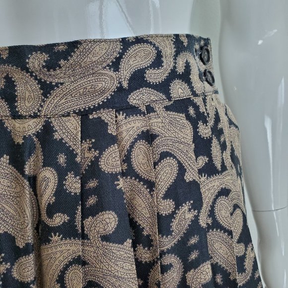 HELD Vintage 80's Tan & Black Paisley Midi Skirt - Picture 4 of 8